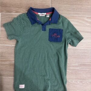 Scotch & Soda Green and Blue Striped Kids Polo Shirt